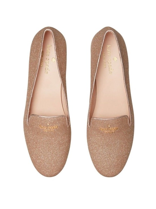 Kate Spade Shoes - KATE SPADE ROSE GOLD GLITTER CLAUDIA FLATS SHOES SIZE 10